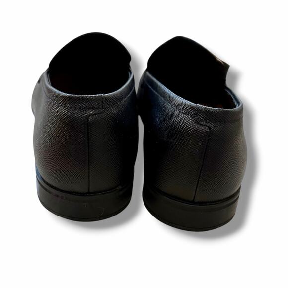 Prada Black Saffiano Leather Loafers Logo Unisex Men Size 6 - Women Size 9.5 main image 4